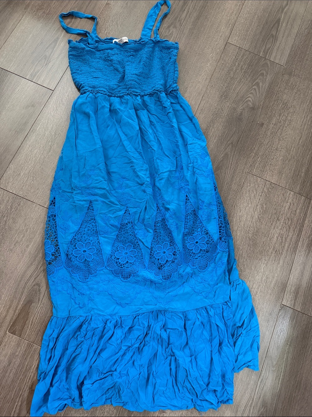 Knox Rose Bright Blue Crochet-Panel Maxi Dress